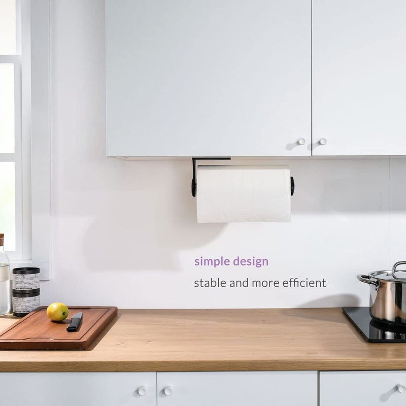 simpletome ONE HAND Simply Tear Paper Towel Holder Under Cabinet Wall Mount Adhesive or Drilling Stainless Steel Aluminum Alloy ABS - Image 5